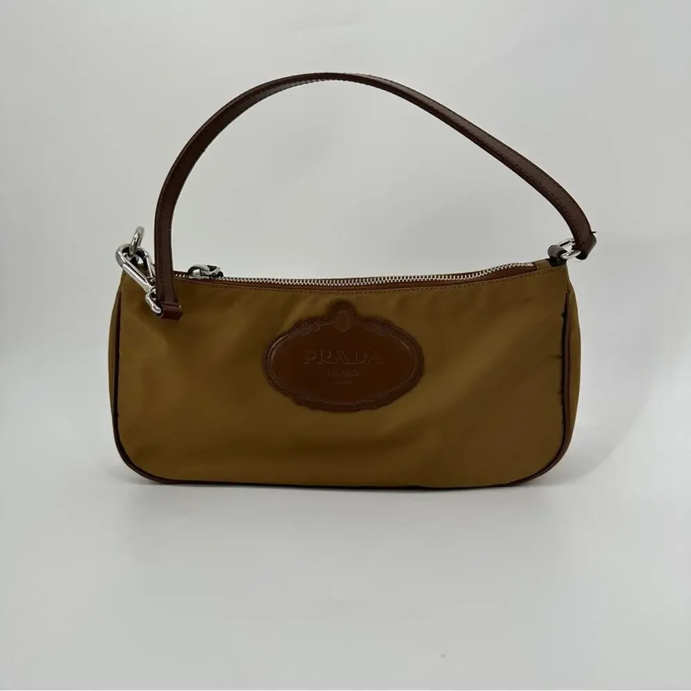 SALE!!!!!!Prada Vintage Mini Nylon Brown Logo Shoulder Bag - Picture 8 of 13